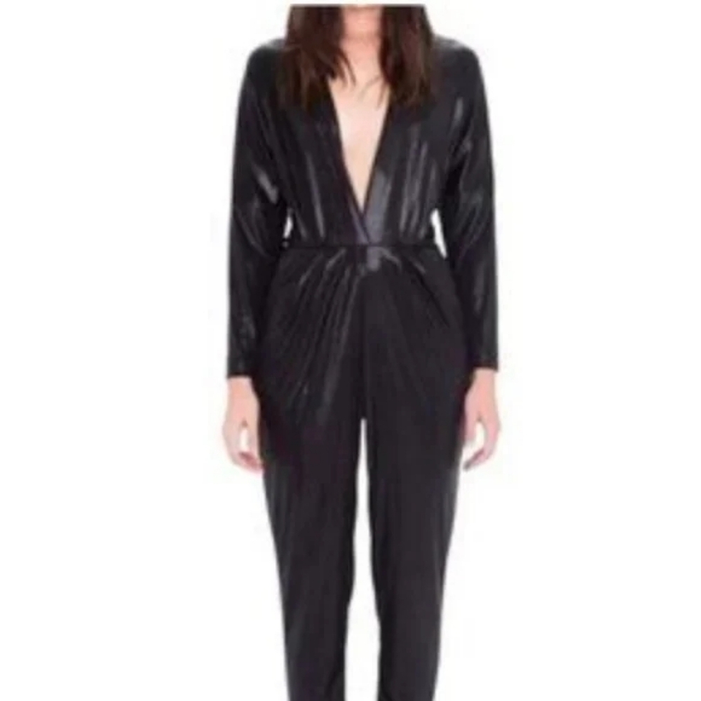 American Apparel Black Lame Disco Jumpsuit L Indie Sleeze